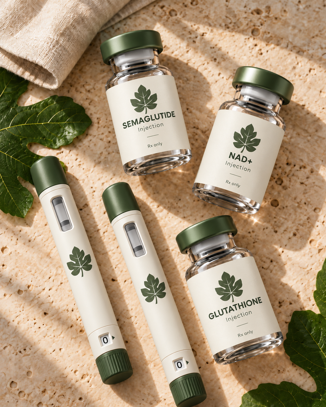 Botanical wellness vials and injector pens.